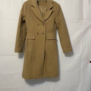 Suzy Shier Double-Breasted Trench Coat Camel Women’s Small